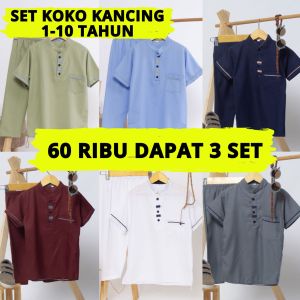 SETELAN KOKO KURTA KANCING ANAK USIA 1-10 TAHUN 60RIBU DAPAT 3 SET MLXL 81012