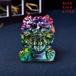 已开光 招财 黄琉璃麒麟吞金兽玄关开业乔迁礼品招财摆件客厅家居装饰琉璃礼物 Zhaocai Yellow Glass Qilin Swallow Gold Beast Porch Opening Housewarming Gift Zhaocai Decoration Living Room Home Decoration Glass Gift