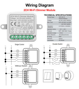 Tuya Wifi Smart Dimmer Switch Module 10A Support 2 Way Control Dimmable Light Switch 1 2 Gang Work with Alexa Google Home