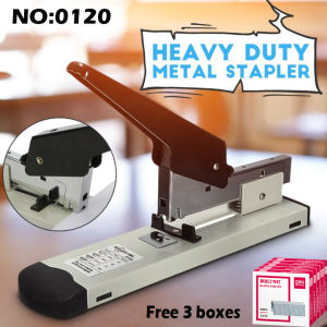 【Free 3 Box Staples】Heavy Duty Stapler Long Arm Stapler Bookbinding Stapler Office Tools 100/240 Large Capacity Paper Binding for Notebook Bind Stapler