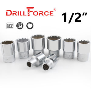 Drillforce 8-36mm Wrench Socket 1/2" Drive Short Adapter Spanner Converter Reducer Electric Spline Ratchet Car Auto Repair Tool