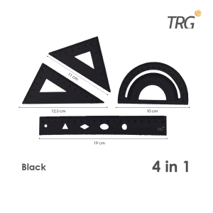TRG Stainless Steel Ruler Set Pastel Color 18cm RLS-402 - Paket Penggaris Besi Matematika Busur Derajat Siku Mistar 18 cm TRG