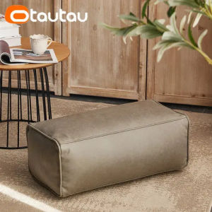 Otautau plus big faux leather ottoman pouf stool with filling bean bag footrest footstool corner door side seat futon frameless