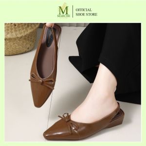 Marche Casual Pointed Glossy Rubber Slippers / Jelly Flat Sandals with Unkle Trap and Bow for Womens Footwear