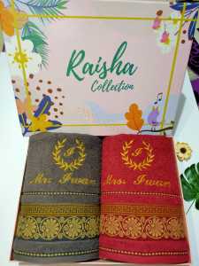Handuk Bordir Couple Handuk Mandi Dewasa Jumbo Terry Plamer Free Box Premium Dan Gift Card Cocok buat Seserahan Siraman Wedding Anniversary Birthday Gift dll