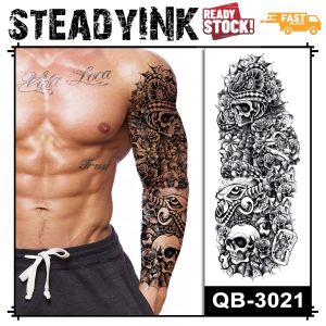 [𝚂𝚝𝚎𝚊𝚍𝚢𝙸𝙽𝙺] Temporary Tattoo Sticker Waterproof Tatu | Egyptian Skull Rose | Make up Carnival Event Festival Party |