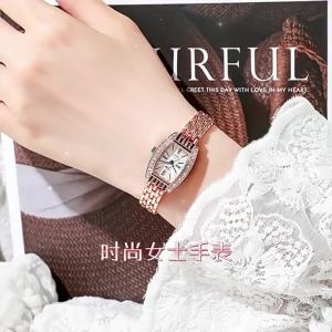 Womens watch with steel strap hot-selling barrel-shaped square fashionable niche simple high-value womens watch