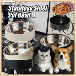 Stainless Steel Pet Bowl Elevated Feeder Anti Slip Neck Protector Cat Dog Food Water Dish Easy Clean Mangkuk Kucing