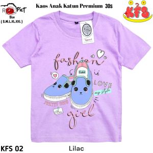 KFS 02 Atasan Baju Anak Perempuan Kaos Gambar Sepatu Fashion Girls Katun Lembut Adem Usia 1 Tahun Sampai 10 Tahun
