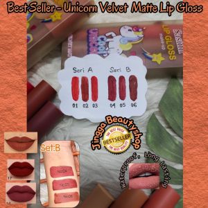 COD/ Lip Cream Sasimi Make Up Cool Unicorn Velvet Matte Per Kotak/ Lipcream cantik Waterproof isi 3Pccs/ Jingga Beautyshop/ Ecer dan Grosir