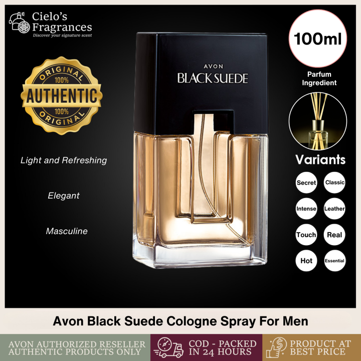 Avon Black Suede Cologne Spray For Men, Eau de Cologne Eau de Toilette  Spray 100ml, Black Suede Classic, Intense, Essential, Leather, Hot, Touch, 