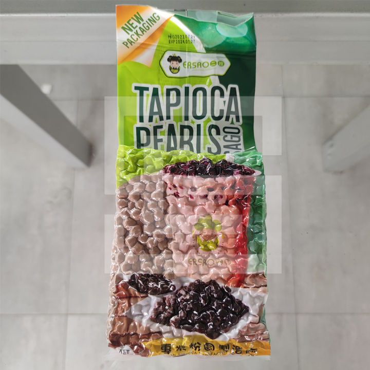 Ersao 1kg Black Tapioca Pearls | Chewy Sago for Milk Tea, Shakes ...