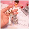 New Cute Bling Rhinestone Cartoon Gloomy Bear Keychain With Strap KAWS Keychain Keyring  Key Ring Chain Doll Pendant Pendant New Rhinestone Violent Bear Keychain Ins Cute Gift Toys Violent Bear Kaws Keychain. 