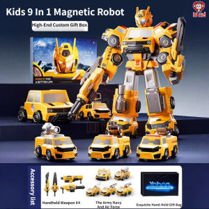 [SG Seller]Boys Magnetic Transformer Robot Car Set Kids Deformation Combine Toy Educational in Development Gift