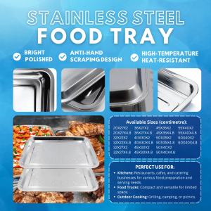stainless steel food tray (bright  polished Anti-hand  scraping design heat-resistant)
