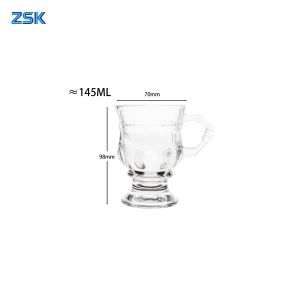 ZSK Glass Coffee Mug French Retro Glass Cup with Handle Elegant Coffee Mug  Wine Goblet (145ML)(1pc/6pc)