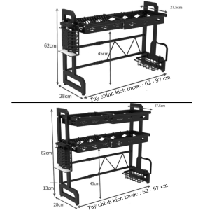 [Miễn phí vận chuyển] Kệ Chén Bát 02 Tầng LABI VN LB071 - Tuỳ Chỉnh Kích Thước Kệ Theo Vị Trí Chỗ Để - Sản Phẩm Chính Hãng