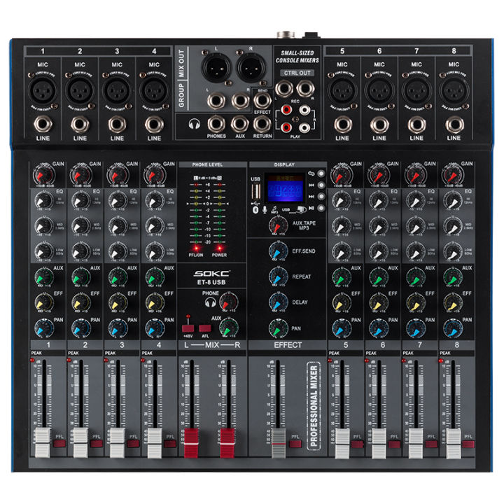 SOKC ET mixer audio 8/12channel professional audio mixer amplifier ...