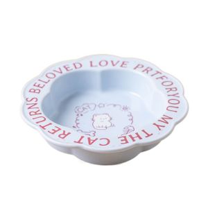 ER52858 Flower Shape Ceramic Pet Bowl 250ML Non-slip Cat Food Water Bowls Practical Anti-Black Chin Pet Canned Food Bowl Indoor