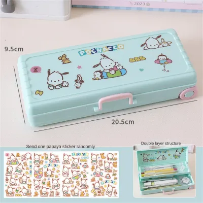 VIVOLILV Sanrio Cartoon Stationery Box Kuromira Style Pencil Box Stationery Box Double Layer Soft Portable Durable Stationery Bag Student And Childrens Stationery Supplies