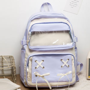 Egg Jellyfish Uleya กระเป๋านักเรียนน้ำหนักเบาพิเศษกระเป๋านักเรียนมัธยมต้นและประถมกระเป๋าเป้สะพายหลังแมทช์ลุคง่ายสำหรับเด็กผู้หญิงชั้นประถมศึกษาปีที่4 5และ6