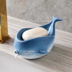 Cornerr Drain Starry Sky Whale Toilet Light Luxury Style Soap Storage Rack R7Q2P