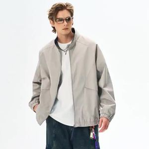 【新款上市】简恒跨境男款夹克外套潮流防风防水休闲上衣外套工装立领夹克春秋【轻薄透气】