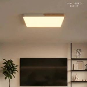 Mariko Nordic Rectangle 34W 45W 65W 90W LED Ceiling Light - Black White Wooden frame Goldberg Home