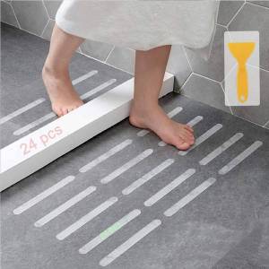 24pcs Anti-Slip Strips Safety Shower Treads Stickers Bathtub Non Slip Stairs Step Appliques Anti Skid Tape for Shower Tub Floor2026