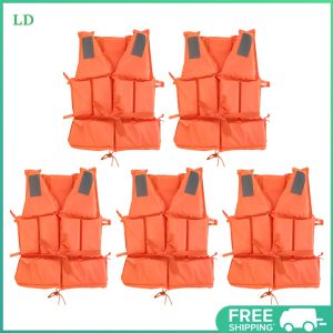 COD [Free Shipping] 5 PCS Adult for Life Vest W/Whistle Boats Fishing Vest Swimming Drifting Vest for Boating Kayaking & Water Sports