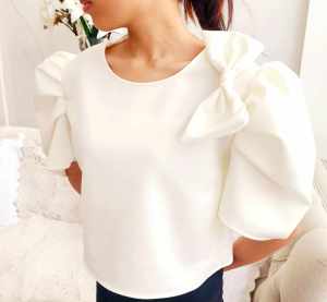 ANDREAModern Filipianiana Graduation Wedding Anniversary Birthday Puff Sleeves with Ribbon Top Blouse - xs to large - classy and elegant - timeless top - casual or party top - classic top - super kapal ng tela - hindi kayo magsisi - our aim is to produc