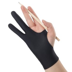 HOUCHU 3 Sizes Anti-fouling Black Blue Grey Pink Art Supplies Painting Glove Two Finger Glove Tablet Drawing Glove