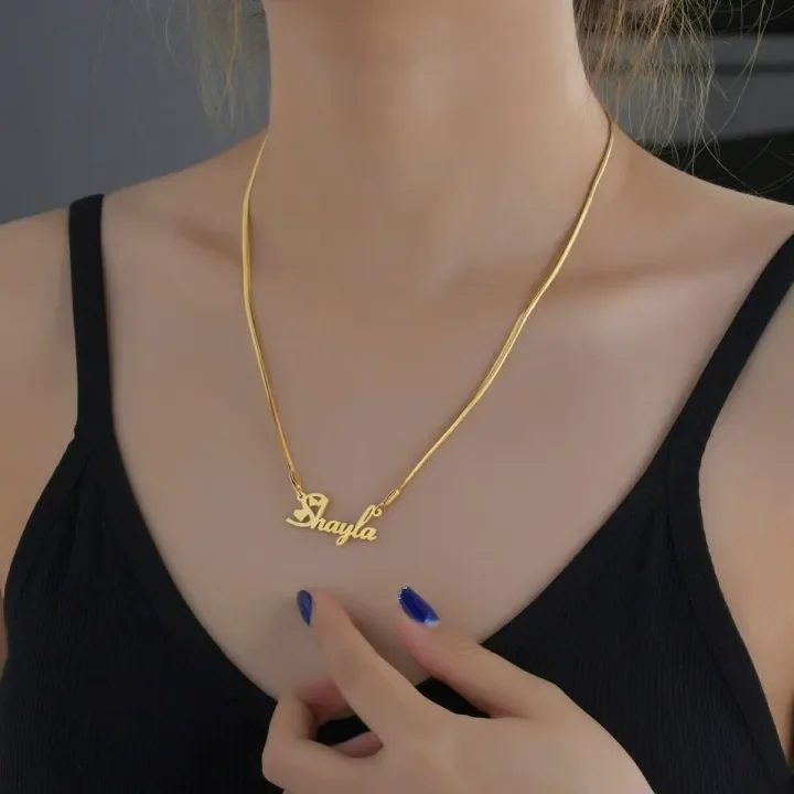 Gold necklace with hot sale a name