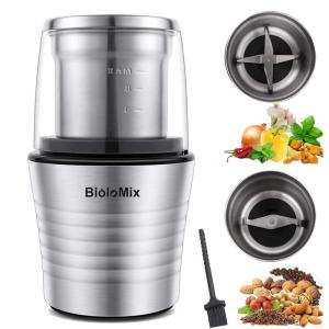 2-in-1 Dry and Wet Double Cups 300W Electric Spices and Coffee Bean Grinder Stainless Steel Body and Miller Blades grinder kopi