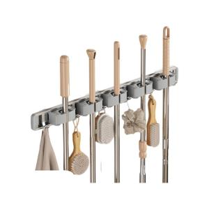 Tổ chức Lưu trữ phòng tắm-Giá treo chổi lau dính với kẹp có thể điều chỉnh cho chổi giẻ lau sàn vắt trong nhà vệ sinh nhà bếp nhà để xe vòi hoa sen (1 giá đỡ)