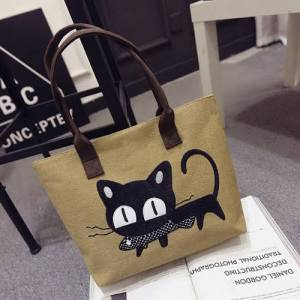 EASYBAG CAT - TOTE BAG WANITA -TOTE BAG CANVAS - TOTEBAG KOREA