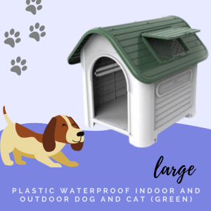 Plastic waterproof indoor and outdoor LARGE dog and cat house (green)