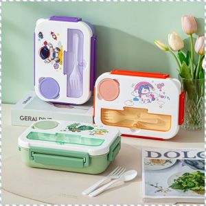 Lunch Box Compartment Drinking Cups Dinner Bowl Smooth and Easy to Clean Cartoon Reusable