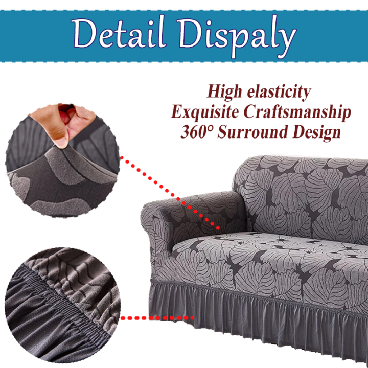 3 In1 Set Sofa Cover Elastic Sofa Cover With Skirt Anti-Slip Sofa Seat ...