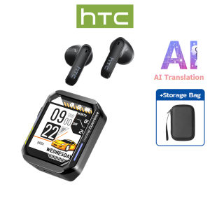 1‑Year Warranty HTC NE94 AI Translation Bluetooth Headset Bluetooth 6.0 Wireless Headphone with HD Screen Smart Noise‑Cancellation Hi‑Fi Sound Quality IPX5 Waterproof Rating