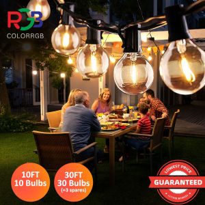 [ส่งจากกรุงเทพ]ไฟสตริง string lights G40 แสงอุ่น ไฟตกแต่ง ไฟสวน ไฟประดับกลางแจ้ง 50 ฟุต/15 เมตร 50 หลอด+4 หลอดอะไหล่ เหมาะสำหรับตกแต่งและจัดแสงทุ