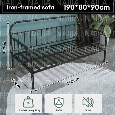 NAIJIA Metal Bed Frame Heavy Duty Day Bed Katil Siang Metal Bed Katil Bujang - Black White