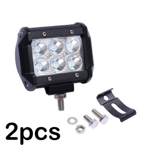 2Pcs 4 Lnch 18w Led Work Light Bar Flood Point Combo 6000lm Off Road For Car Tractor Truck 12v