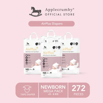 [4 Packs Mega] Applecrumby® AirPlus Diapers