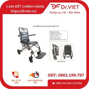 Xe lăn nhôm du lịch bánh nhỏ Lucass X-69