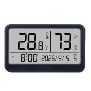 OKDEALS LCD Display Temperature Meter ic Multi-functional Digital Alarm Clock Wall Mount Electronic Hygrometer Home Use