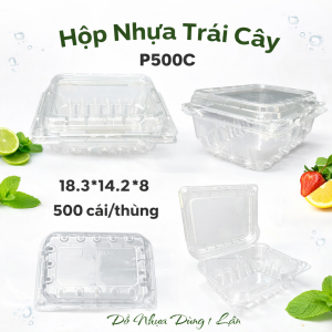 🛒 Hộp Nhựa Đựng Trái Cây P500C – Trong Suốt Cứng Cáp