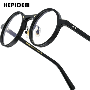HEPIDEM Acetate Glasses Women New Vintage Round Eyeglasses Frame Men Japanese Handmade Spectacles Retro Transparent Optical Eyewear 9194