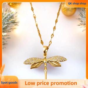 ✨QK shop✨ Personality Dragonfly Pendant Necklace For Women Fashion Girls Clavicle Stainless Steel Neck Chain Party Jewelry Gifts