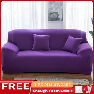 Solid Color Sofa Cover Stretchable(L Shape Need To Buy 2 PCS) Armless Sofa Seat Cover Elastic Sala Set Coverfor Sofa Couch Cover L Type L Shape Sofa Cover Set Universal 1/2/3 Seater with Free Pillowcase Foam Stick